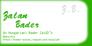 zalan bader business card